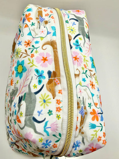 Dogs on White Make-Up Bag (large)