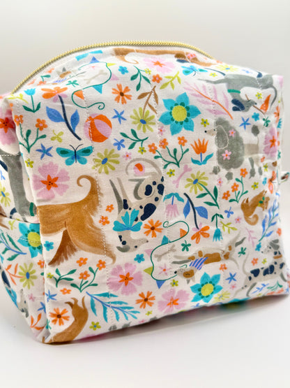 Dogs on White Make-Up Bag (large)