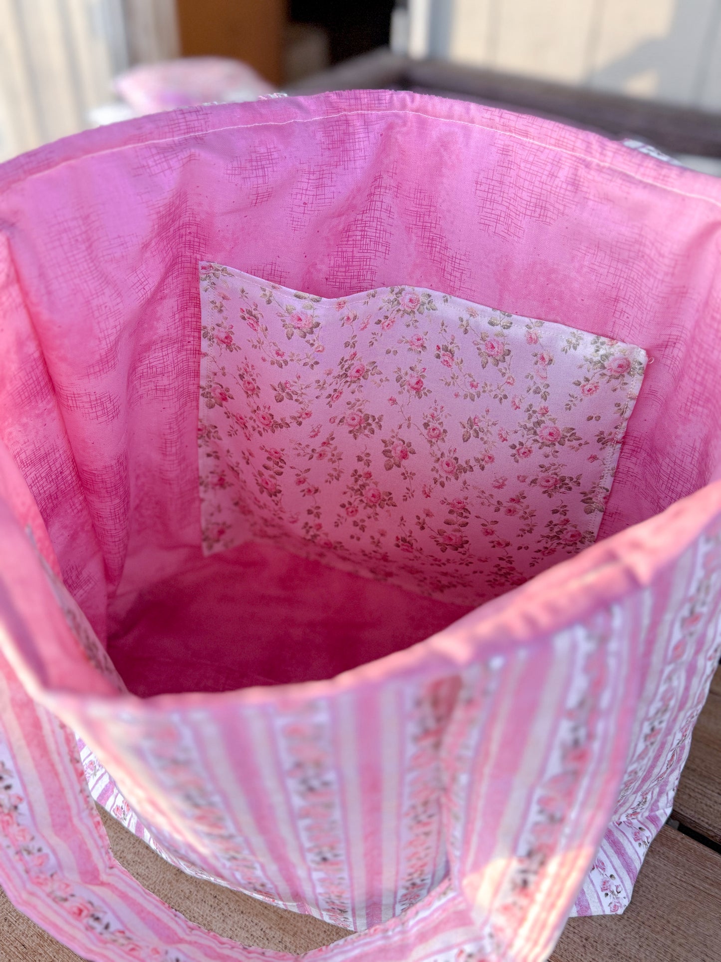 Large Pink Floral Savannah Tote