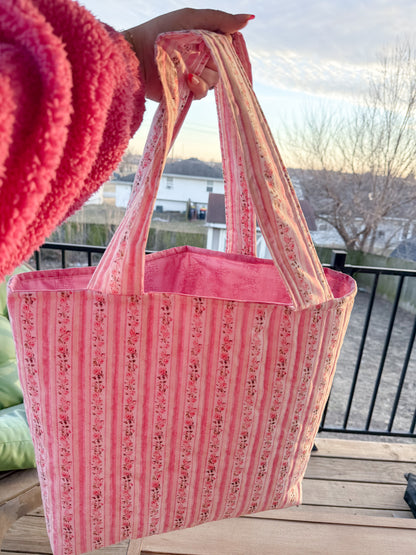 Large Pink Floral Savannah Tote