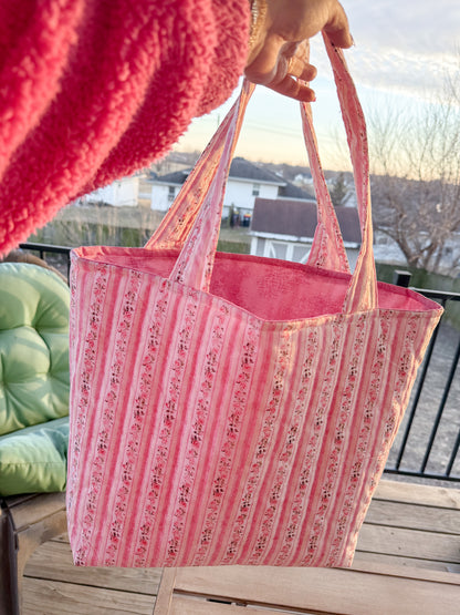 Large Pink Floral Savannah Tote